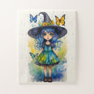 Niedliche Hexen und Schmetterlinge Puzzle