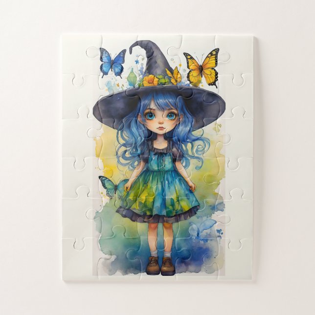 Niedliche Hexen und Schmetterlinge Puzzle (Vertikal)