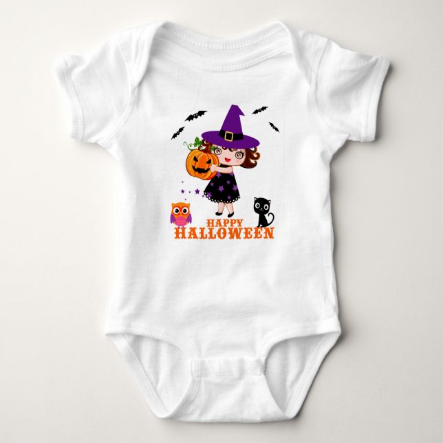 niedliche Hexenhalloween Baby Girl Bodysuits & One (Vorderseite)