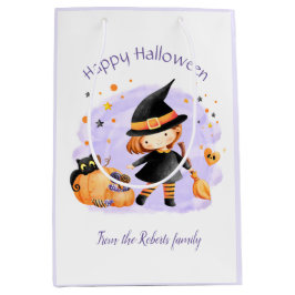 Niedliche Hexenhappy Halloween Personalisierte Ges Mittlere Geschenktüte