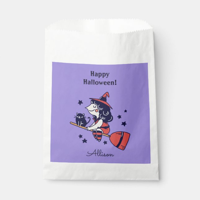 Niedliche Hexenkessel Halloween individuelle Name  Geschenktütchen (Vorderseite)