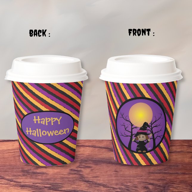 Niedliche Hexenkind Halloween-Party-Papiertasse Pappbecher (Von Creator hochgeladen)