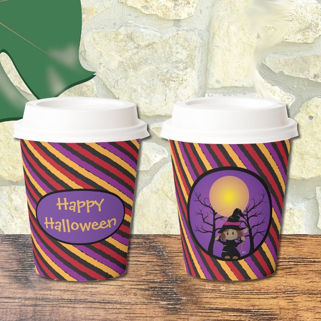 Niedliche Hexenkind Halloween-Party-Papiertasse Pappbecher (Von Creator hochgeladen)
