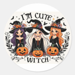 Niedliche Hexenkleber Runder Aufkleber