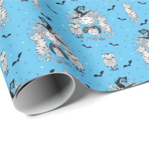 Niedliche Hexenmädchen mit Fledermäusen Geschenkpapier