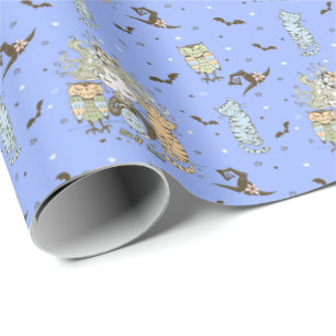 Niedliche Hexenmädchen mit Fledermäusen Geschenkpapier