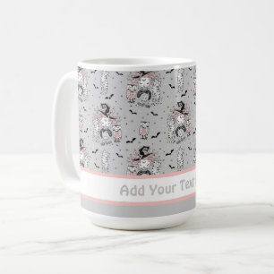 Niedliche Hexenmädchen mit Fledermäusen Kaffeetasse