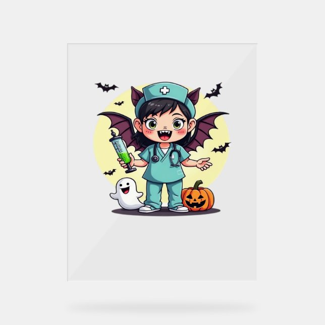 Niedliche Hexenschwester Halloween Premium T - Shi Acrylschild (Vorderseite)