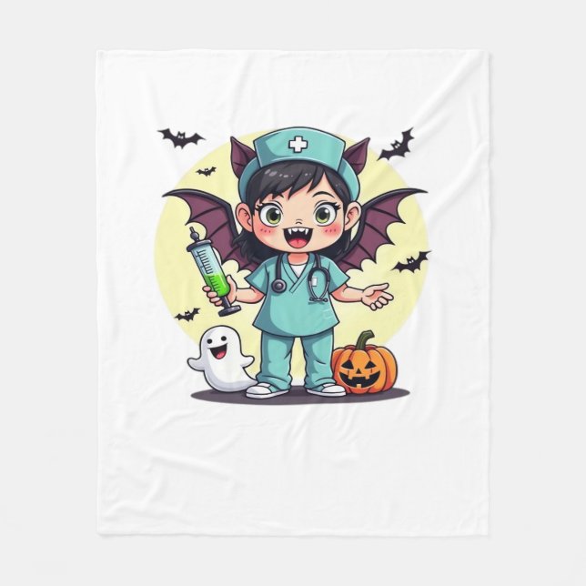 Niedliche Hexenschwester Halloween Premium T - Shi Fleecedecke (Vorderseite)