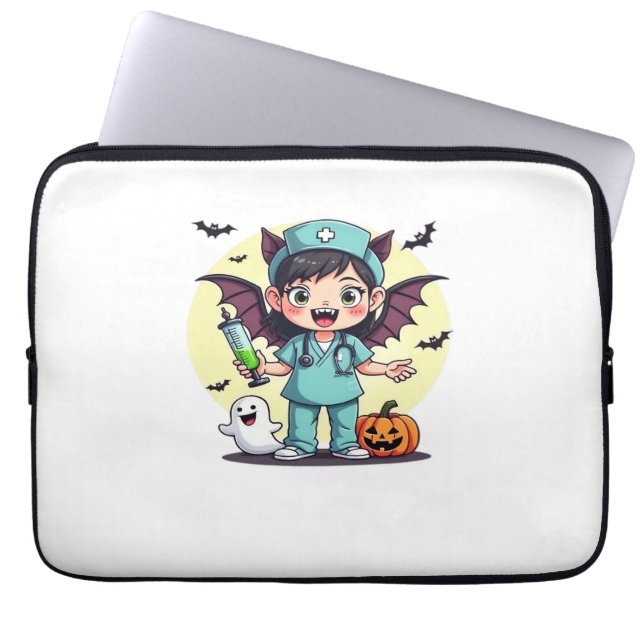 Niedliche Hexenschwester Halloween Premium T - Shi Laptopschutzhülle (Vorderseite)