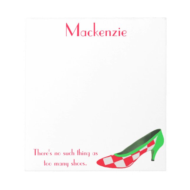Niedliche High Heel Shoe Personalisierte Notepad Notizblock (Vorderseite)