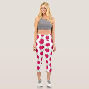 Niedliche Himbeere-Cartoon-Abbildung Capri Leggings