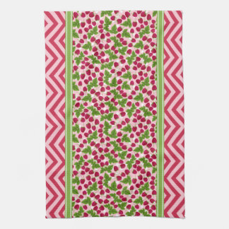 Niedliche Himbeere Polka Dot & Zickzack Red Geschirrtuch