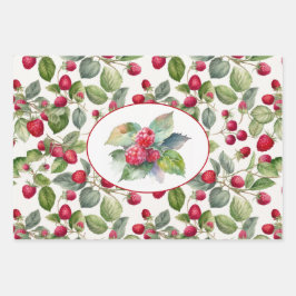 Niedliche Himbeeren Wasserfarbe Geschenkpapier Set
