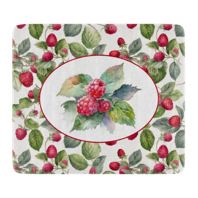 Niedliche Himbeeren Wasserfarbe Schneidebrett (Vorderseite)