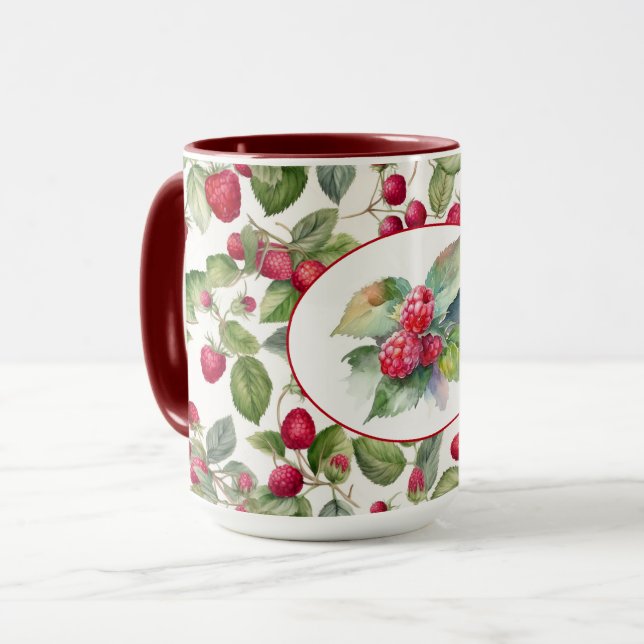Niedliche Himbeeren Wasserfarbe Tasse (Vorderseite Links)