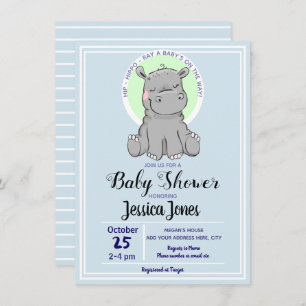 Niedliche Hippo Baby Dusche Einladungen