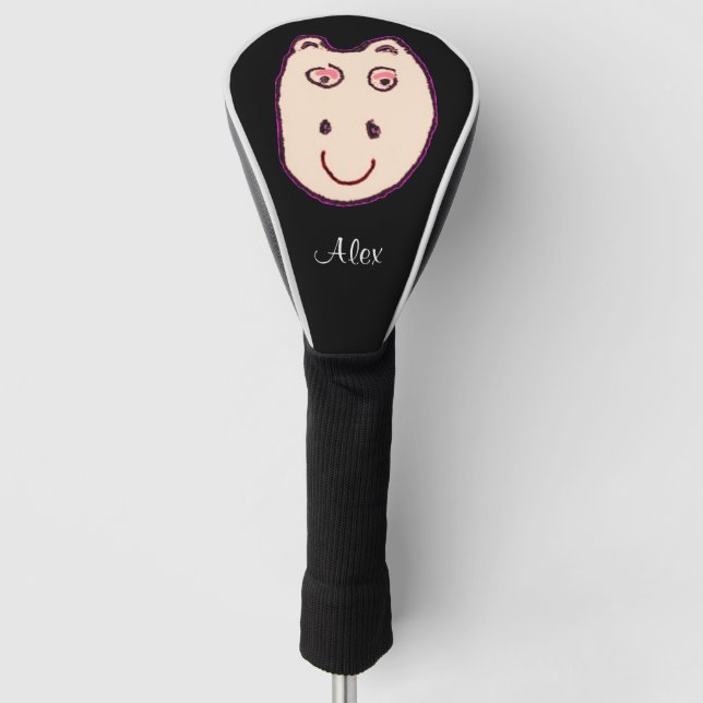 Niedliche Hippo Black Custom Golf Head Abdeckung Headcover (Vorderseite)