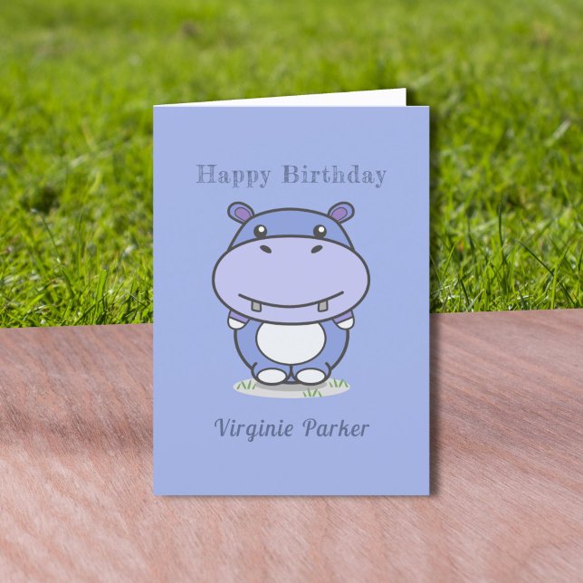 Niedliche Hippo-Geburtstagskarte Dankeskarte (Cute Hippo Birthday Card)