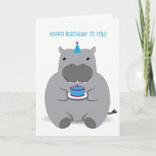 Niedliche Hippo Happy Birthday Grußkarte Karte