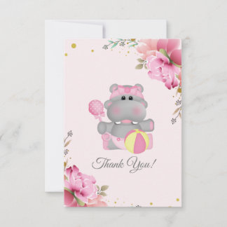 Niedliche Hippo Kinderdusche Danke Flachkarte