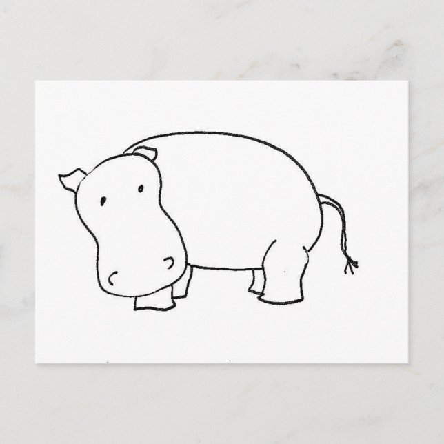 Niedliche Hippo-Linie zeichnend Postkarte (Vorderseite)