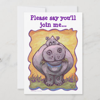 Niedliche Hippo-Party Einladung