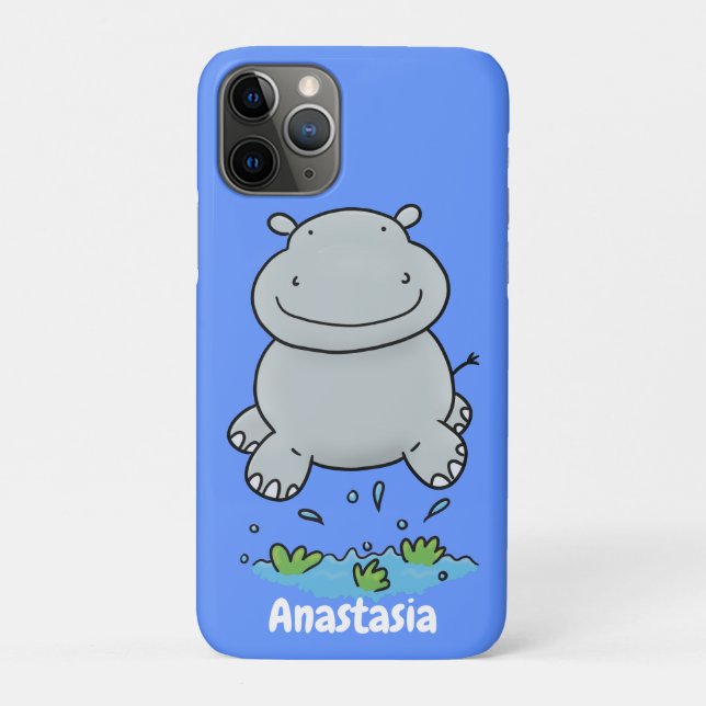 Niedliche Hippo Springen Cartoon-Abbildung Case-Mate iPhone Hülle (Rückseite)