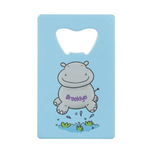 Niedliche Hippo Springen Cartoon-Abbildung Geldbeutel Flaschenöffner