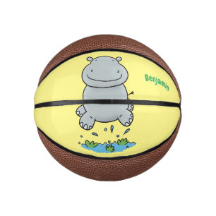 Niedliche Hippo Springen Cartoon-Abbildung Mini Basketball