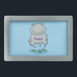 Niedliche Hippo Springen Cartoon-Abbildung Rechteckige Gürtelschnalle<br><div class="desc">Dieses wunderbar niedliche Baby Hippo springt ins Waterhole!</div>