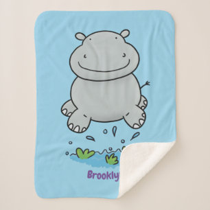 Niedliche Hippo Springen Cartoon-Abbildung Sherpadecke