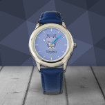 Niedliche Hippo-Uhr Armbanduhr<br><div class="desc">Diese blaue Uhr mit einem niedlichen Hippo wäre perfekt! Füge einfach einen Vornamen hinzu und biete ihn an: er wird allen Tierliebhabern gefallen!</div>
