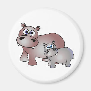 Niedliche Hippos Mama und Baby Magnet