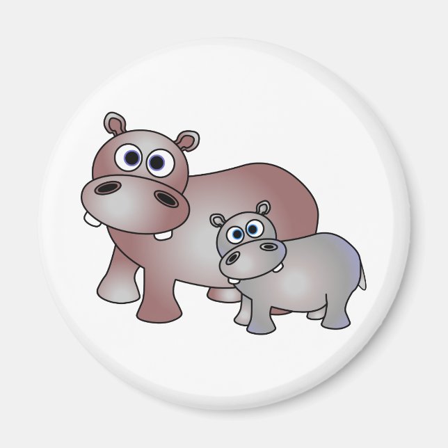 Niedliche Hippos Mama und Baby Magnet (Vorne)