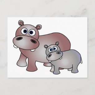 Niedliche Hippos Mama und Baby Postkarte