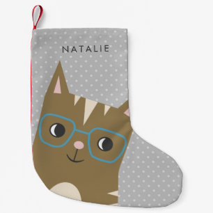 Niedliche Hipster-Katzen-Illustration   addieren Kleiner Weihnachtsstrumpf