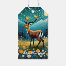 Niedliche Hirsche Blume Weidenfantasie Neues Jahr Geschenkanhänger