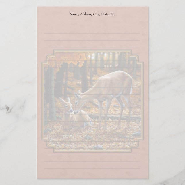 Niedliche Hirschtode & Fawn Herbst Rot Briefpapier (Vorderseite)