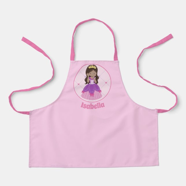 Niedliche Hispanic Princess Girl Pink Custom Kids Schürze (Vorderseite)