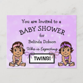 Niedliche HIspanic Twin Girls Baby Shower Einladun Postkarte
