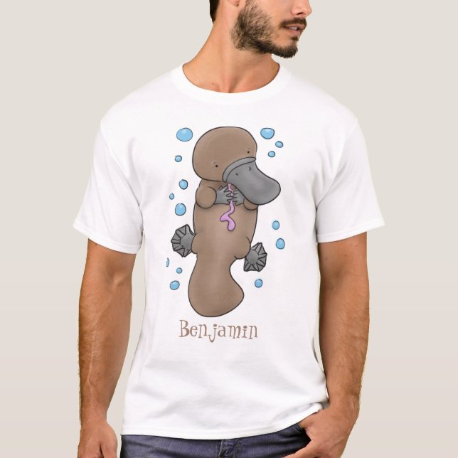 Niedliche Hochglanztuch-Cartoon-Abbildung T-Shirt (Vorderseite)