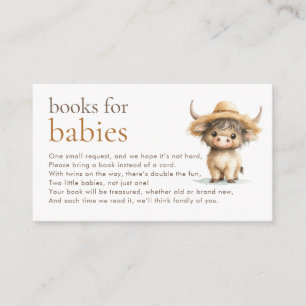 Niedliche Hochland Kuh Twins Bücher für Babydusche Begleitkarte