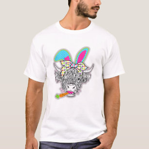 Niedliche Hochlandkuh Ostern Bunny Cow Girls Oster T-Shirt