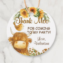 Niedliche Hochlandkuh Print Bird Sonnenblumen dank