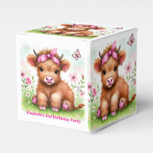 Niedliche Hochlandkuh-Schmetterling-Girl Geburtsta Geschenkschachtel