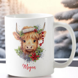 Niedliche Hochlandkuh Weihnachtsfeiertage Weihnach Kaffeetasse