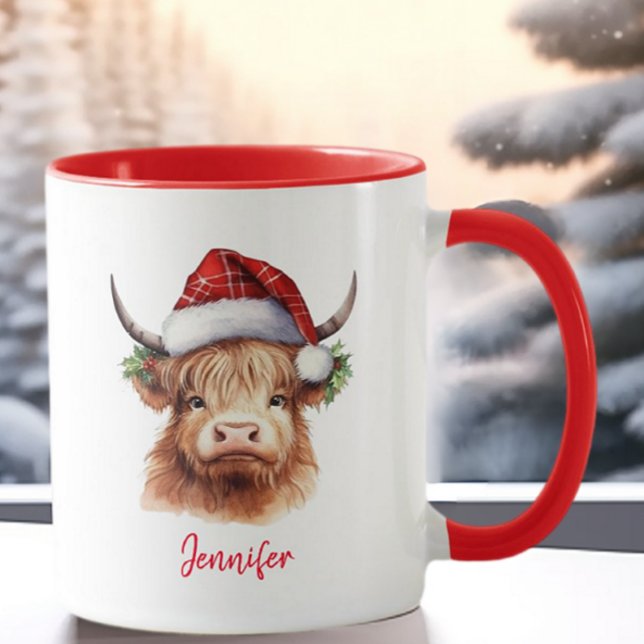 Niedliche Hochlandkuh Weihnachtsfeiertage Weihnach Tasse (Von Creator hochgeladen)