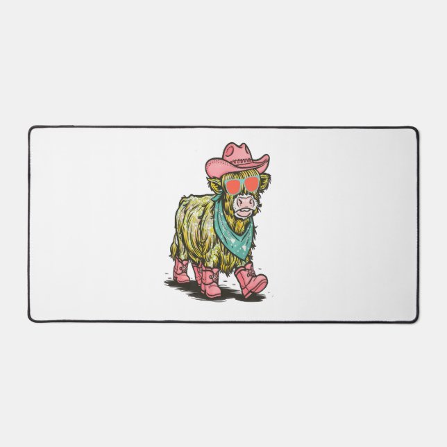 Niedliche Hochlandkuh, Western Schreibtischunterlage (Vorderseite)