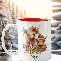 Niedliche Hochlandkühe Kalf Weihnachtsfeierliche W
